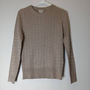 Cielo womens large lightweight sweater cable knit spring summer nylon tan fitted